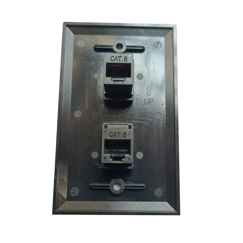 BUPLDET لوحة حائط إيثرنت بوبلدت 2 منفذ سوداء - لوحة حائط من فئة 6 RJ45 أنثوية إلى أنثوية - Image 2